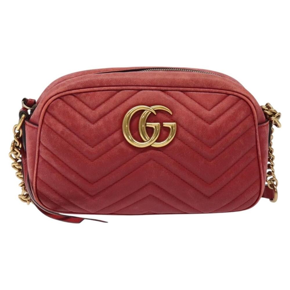 Gucci GG Marmont Leather Chain Shoulder Bag Red